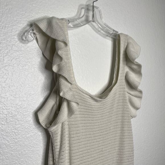 Anthropologie Womens Dress Size L White Sleeveless Knitted Crochet Style Lined - Picture 11 of 16